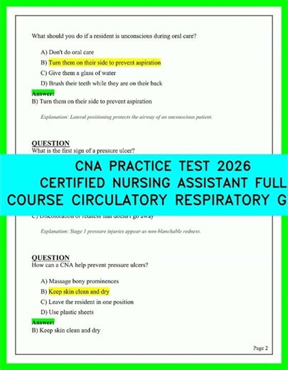 CNA Practice Test 2026: Certified Nursing Assistant Full Course | Circulatory & Respiratory Guides