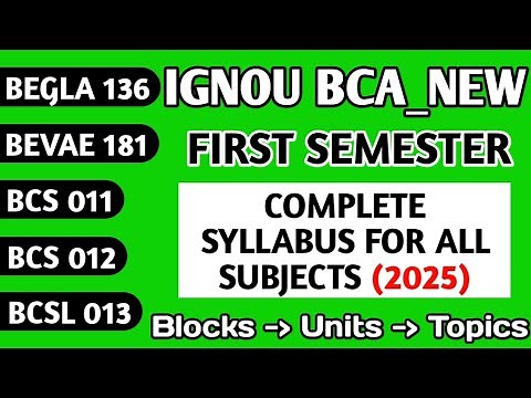 IGNOU BCA NEW First Semester Complete Syllabus 2025 | BCA NEW 1st Semester Complete Study Plan