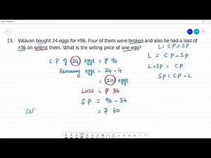 6 TN Maths Term II 3 . BILL, PROFIT AND LOSS Exercise 3.1 13. Valavan bought 24 eggs for