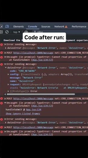 code before run vs code after run. #coding #programming #error #devlopment #codinglife