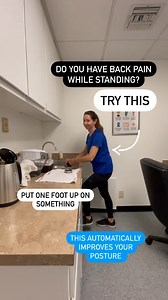 5.2K views · 51 reactions | If you have back pain while standing try this: Put one foot up on a small stool or step. This helps break up the tension and stiffness in the lower back. Give it a try and let me know if it helps. #backpain #BackPainRelief | Recharge Therapy | Facebook