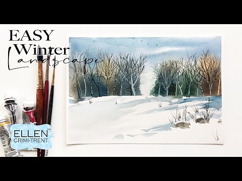 EASY Abstract Winter Watercolor Landscape Tutorial
