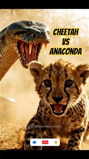 Brutal Cheetah Attack to Save Her Cub From An Anaconda ❗