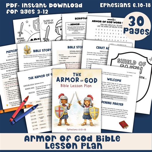 Armor of God Bible Lesson Plan for Kids With Activities for Sunday School - Etsy