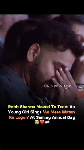 ज़िन्दगी गुलज़ार है ! on Instagram: "When “Ae Mere Watan Ke Logon” echoes through the Sammy Annual Day, it stops being a song. Sung by a young girl, it carries the weight of sacrifice, loss, and love for the nation. In that moment, Rohit Sharma’s tears say what words cannot. It reminds us that patriotism is not loud slogans, it is silent gratitude, felt deep in the heart, for soldiers who gave everything so we could live freely. Credit 📷: IG/ @daismumbai"