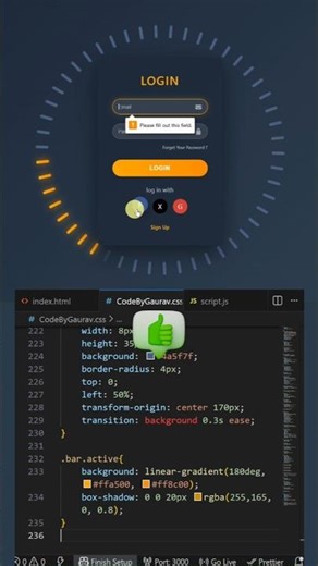 🔥Animated Login Form | HTML CSS JavaScript #webdevelopment #htmlcss #coding