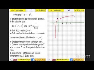 06 - Exponentielle et Logarithme Népérien Correction Exercice Bac Math / Science/ Technique/ Info