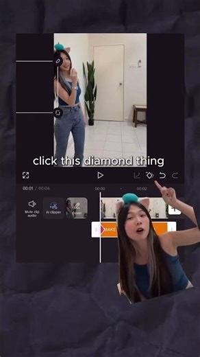 Make text follow you (CapCut Tutorial) 1️⃣ Move your text out of frame ⬅️ 2️⃣ Tap the diamond icon