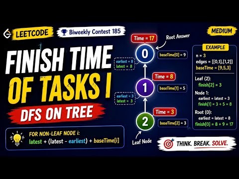 Leetcode 3965 Biweekly Contest 185 Q3 | Finish Time of Tasks I | DFS on Tree 🔥