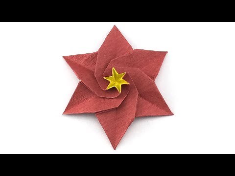 Christmas Origami Poinsettia Flower Tutorial (Hyo Ahn)