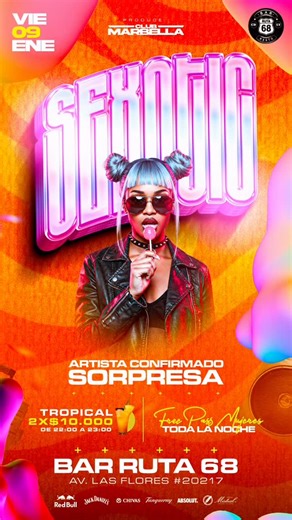 RESTOBAR | ✨ SEXY TIME ✨ 📅 Viernes 09 de Enero 📍 BAR RUTA 68 📌 Av. Las Flores #20217 🎤 Artista confirmado: SORPRESA 🍹 Promo Tropical: 2x $10.000 🕙... | Instagram