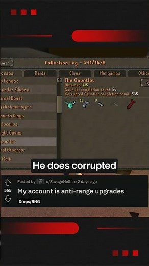 The STRUGGLE at Corrupted Gauntlet #osrs #osrshorts