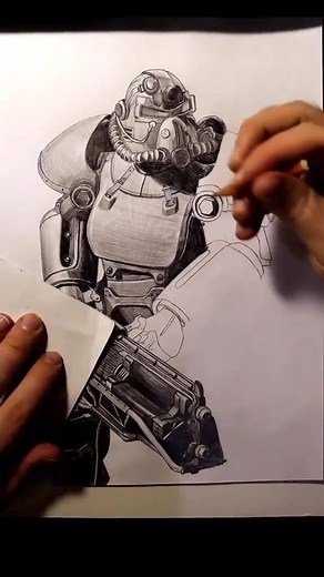 Fan Art Tribute to Fallout 4 Power Armor | Drawing Process