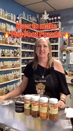 How to make/work with Hot Foot powder. Caution! Very spicy! Hot Foot powder is used to drive people away from you, your work space, or your home. Have you ever had to hot foot someone out of your life? Tell us about it! #spiritualawakening #shoplocal #smallbusinessbigdreams #hotfoot #hotfootpowder #herbmagic #spiritualshop #witchtok #witchytips | Margie Blackwell