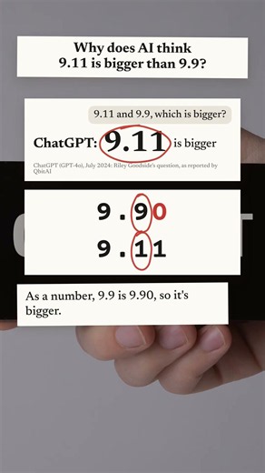 Why does AI think 9.11 is bigger than 9.9?