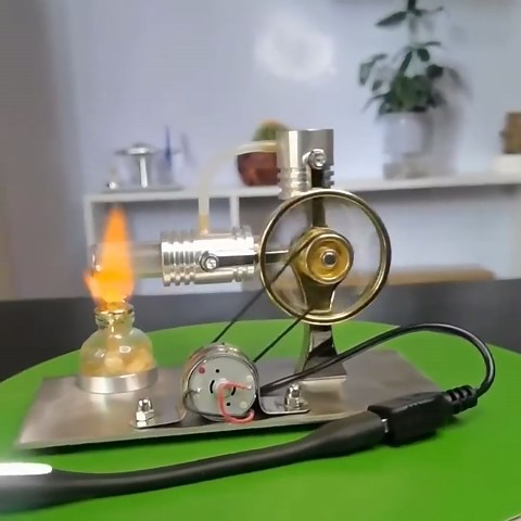 Stirling Engstirling Engine Kitmodel,Motor Stirling,Balance Hot Air Stirling Engine Model - DIY USB Power Generator with Night Light, Project & Gift for Tech Enthusiasts (6.3x3.1x4.3 Inches)