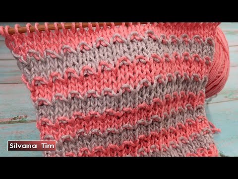STITCH PATTERN "Horizontal Stripes" in colors. Knitting on Two Needles step by step / stitch patt...