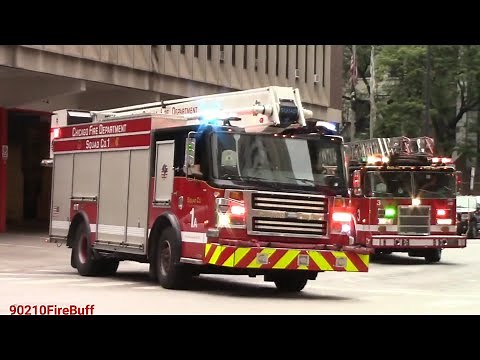 Chicago Fire Dept. Engine 42, Squad 1, & Truck 3 Responding