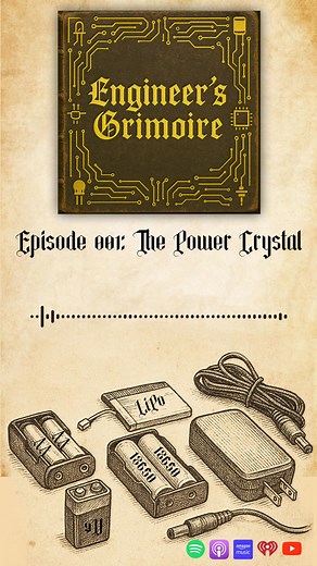 NEW Arduino/Electronics Podcast! 🔮✨The Grimoire has been opened… ✨🔮 When your eyes 👀 are busy soldering, driving, or wrangling wires—but your ears👂are free—summon the Engineer’s Grimoire. This haunted handbook whispers practical spells of Arduino, wiring, and code, guiding you through the shadows of electronics with a spark of the arcane. Learn the secrets you need to keep the smoke inside your components. ⚡️ Episode 001: The Power Crystal is out now! Unlock the mysteries of power supplies, 