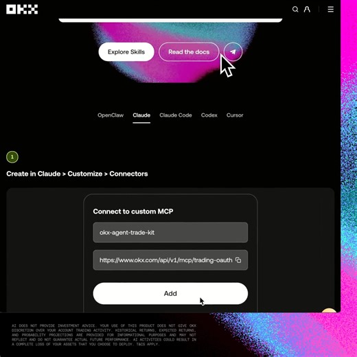 The first OAuth built for AI agents managing real trading accounts. Connect agents to your OKX account in 60s — skip the API keys & configs. One-time authorisation unlocks real + demo trading.Plus Earn-Only mode, allowing agents to earn yield without trade or withdraw access.