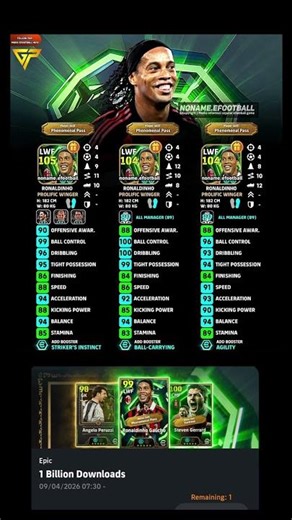 🚨 FREE 105 Ronaldinho 🇧🇷 3 BEST BUILD + BOOSTER Crafting 😱 104 is insane #efootball2026 #ronaldinho