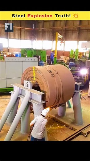 Fact Inomix on Instagram: "Steel Coil Explosion Unfolds! 🔥 A single strike—and the massive steel coil bursts open! 🔩 Discover why old rusty coils are cut into pieces before being remelted. It’s not just about recycling—it’s about safety, cost, and preventing dangerous accidents during transport. steel coil, steel processing, recycling steel, coil cutting, heavy industry, transport safety, steel factory, steel remelting, industrial process, accident prevention #SteelCoil #IndustryFacts #Enginee