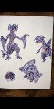 Abstract Garchomp from Pokémon drawn with both my hands