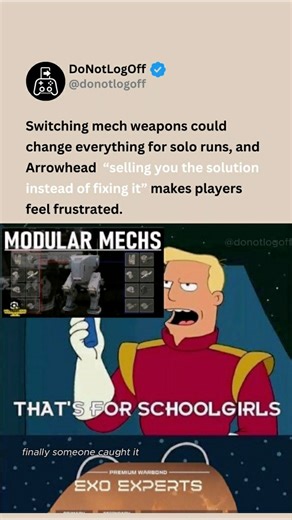 “Selling you the solution instead of fixing it”is why players are frustrated with mech😤 #helldivers2