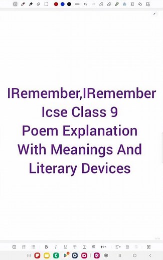 I REMEMBER,I REMEMBER Poem Explanation/Summary.With Meanings/Literary Devices Icse Class 9 workbook
