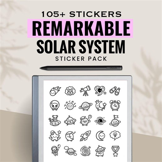 Solar System Remarkable E-ink Tablet Stickers Bundle | Notes Kit - Etsy