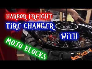 Mounting a motorcycle tire using a Harbor freight tire changer with Mojolever and block