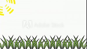 abstract plant and sun animation with a white screen and empty area