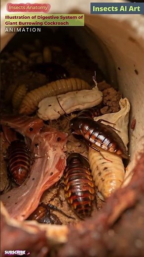 Illustration of Giant Burrowing Cockroach's Digestive System Animation | Insects AI Art | 04