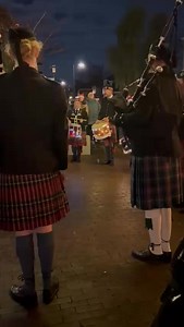 The Pegasus Pipes & Drums from the Netherlands playing at Candlelight a Christmas market in Barneveld the Netherlands | We Love Pipe Bands