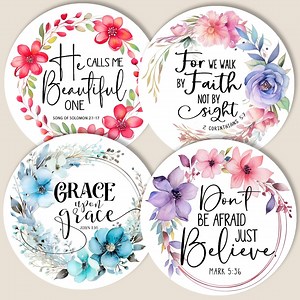 Floral Bible Verse 4" Circles – Printable PNG & JPG Images (digital Download) - Etsy