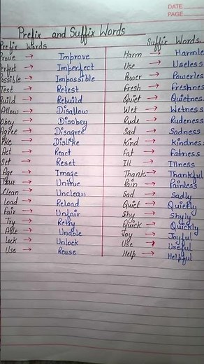 Prefix and Suffix words | Learn 20 Prefix and Suffix words #Prefixwords #suffixwords #handwriting
