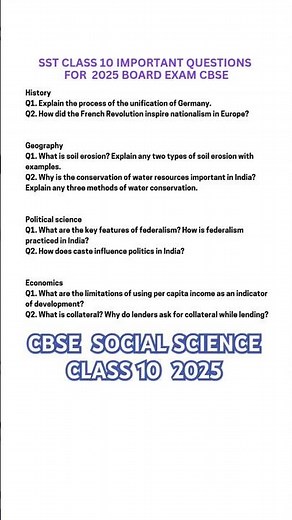 sst class 10 important questions for board exam 2025 cbse #cbseclass10
