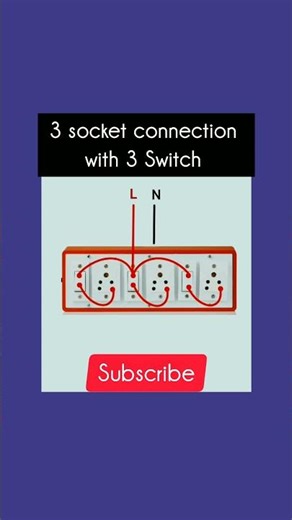 3 switch connection to 3 socket #boardconnection #extensionboard #shorts