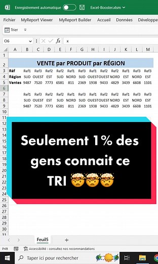 Trier les informations horizontalement dans Excel