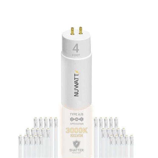 Reviews for NuWatt 18-Watt 4 ft. LED Linear T8 Tube Light Bulb Type A&B Ballast Bypass Soft White 3000K (30-Pack) | Pg 2 - The Home Depot