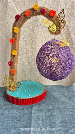 DIY Thread Lamp with Balloon ✨ | Aesthetic Home Decor #trending #craftshorts #homedecordiy #shorts