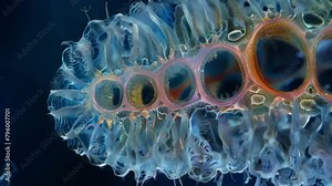 A crosssection image of a ciliate cell revealing its complex internal structure. The image shows the cytoskeleton a weblike network . AI generation.