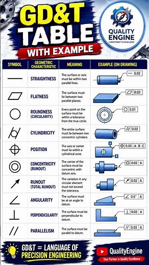 GD&T Symbols Explained in 30 Seconds | Geometric Dimensioning & Tolerancing | Mechanical Engineering