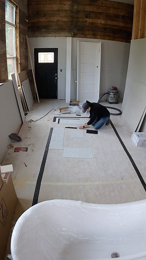 Turns out when you try doing a penny tile mosaic without looking up directions, it’s 100x harder than if you do look up directions first 😂 This is going in our entryway to our event center and matches the sign on the outside of our building 😍 Drop a ‘yes!’ down below 👇🏻 if you want to learn all the things I found out while making this penny tile mosaic so it doesn’t have to be so hard for you too! 😜 #pennytile #mosaic #tile #tiledesign #diyhome #fixerupper #schoolhouse #homedesign #interior