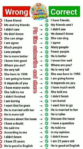Wrong vs Correct इंसान अपनी गलतियां सुधार सकता है👍😊📚 grammer#spokenenglishguru #learnenglishgrammar