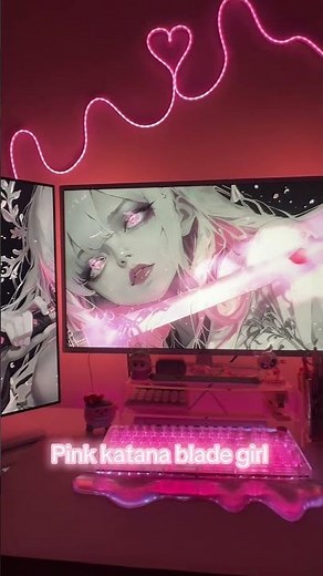 Wallpaper engine has the best dual monitor wallpapers 🩷#dualmonitorsetup