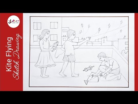 Kite Festival Drawing | Step by Step Drawing