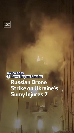 Video released by Ukraine’s emergency services shows firefighters battling a blaze at a residential building after Russia launched a series of overnight drone strikes. #Ukraine #Russia | Al Arabiya English