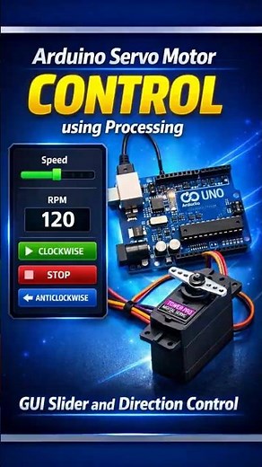 Arduino Servo Motor Control using Processing | GUI Slider and Direction Button #arduino #project