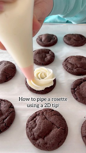 13K views · 84 reactions | Want to master the perfect rosette swirl?✨ This quick tutorial shows you how to pipe beautiful rosettes using a 2D tip! Whether it’s for cookies, cupcakes, or cakes, this simple technique will level up your decorating game.☺️ #PipingTechniques #Rosette #CakeDecoratingTips #BakingTutorial #HomeBakersUnite #BakingTip #Cookies #CookieLover #FoodBlogFeed #Piping #Rose #ValentinesDay | Cooking with Karli | Facebook